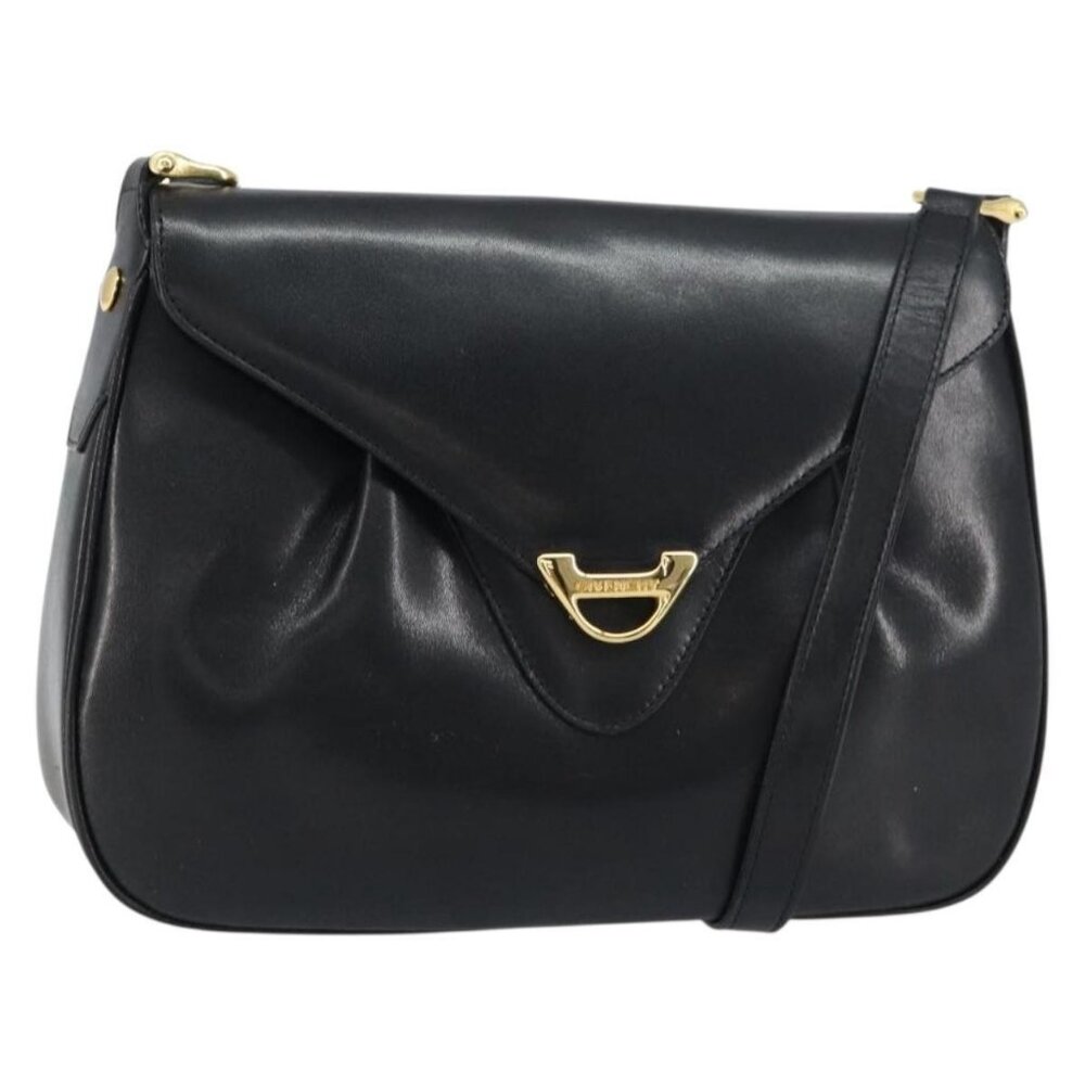 Authentic GIVENCHY Shoulder Bag Leather Black Gold